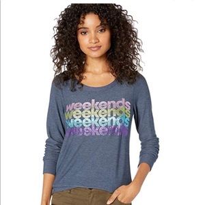 CHASER Weekends pullover long sleeve soft graphic sweater